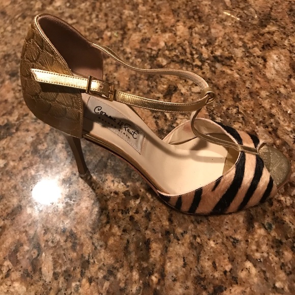 Comme iI Faut Argentine Tango Zebra Gold Gatsby Dance pARTy Stunning Stilettos - Picture 12 of 14